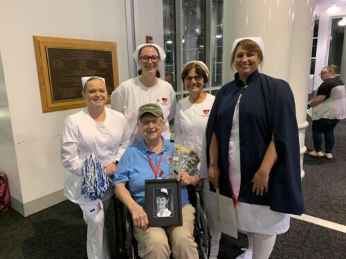 Nurses Mosby, Hertig, Bohacek, and Mass are pictured here with the honoree: Lt. Colonel Patricia Murray.  9/7/2019